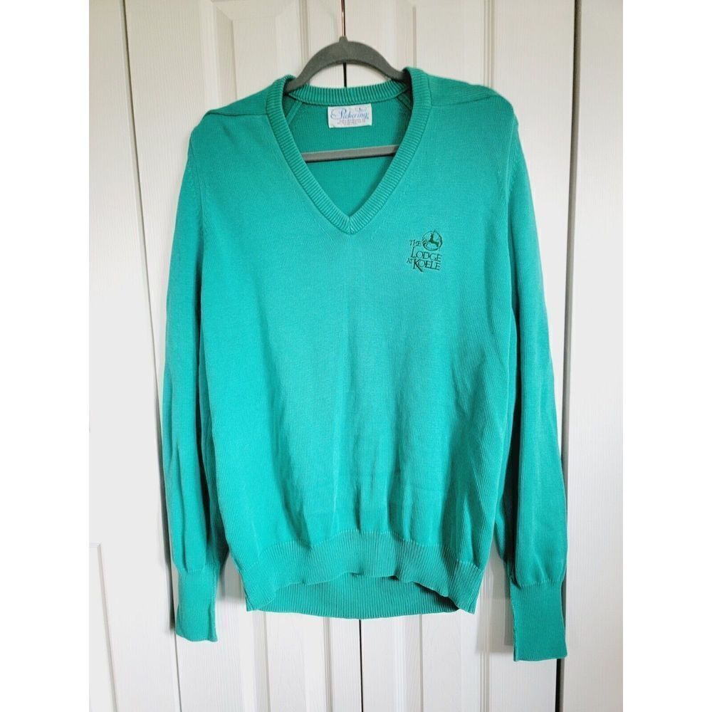 Pickering Men's Sweater Vintage 80's Lodge @ Koele Hawaii‎ Green L/S V-Neck